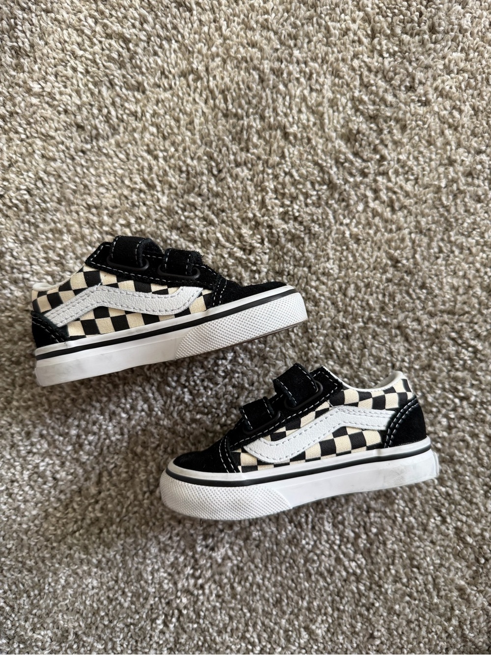 Vans Black & Cream Checkerboard Velcro - Toddler